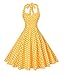 V Fashion Women's Rockabilly 50s Vintage Polka Dots Halter Cocktail Swing Dress Yellow and White