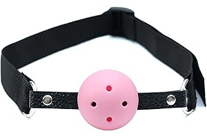 Silicone Breathable Ball Gag,WTOGETAO Open Breathable Mouth Gag Ball Adjustable Mouth Ball Breathable for Adult Play Bondage Sex Gag Ball Adult Toys for Fetish Lover (Pink)