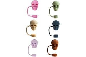 Decorative Straw Plugs Set of 6 Creative Lid Protector Skull Shaped Straw Stopper Colorful Coffee Cup Straw Decoration Kitche