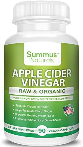 Apple Cider Vinegar Capsules - Raw & Organic - 100% Pure All Natural Weight Loss, Detox, Digestion & Healthy Blood Sugar Support - 90 Vegetable Caps 500mg - Vegan, Gluten Free, Soy Free & Made in USA