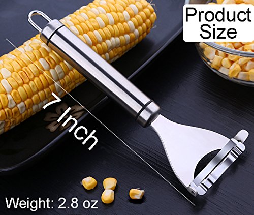 Corn Thresher Slicer Peeler, 18/10 Stainless Steel Corn Stripping Corer, Kitchen Gadget Dishwasher Safe AYZ333