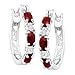 Platinum-Plated Brass 1 1/2 ct Natural Garnet Hoop Earrings with Diamonds, .875