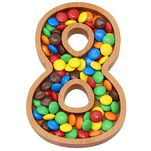 Wooden Number 8 Candy Dish, Monogram Nut Bowl, Snack, Cookie, Cracker Serving Plate, Decorative Display, Home Accessory, Unique Gift Idea, for Date, Baby Shower, Birthday Party, Small Size