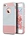 ULAK iPhone 5S Case, iPhone 5 Case,iPhone SE Case, Slim Fit Protection Case Hybrid Scratch Resistant Hard Back Cover Shock Absorbent TPU Bumper Protective Case (Rose Gold Minimal Stripes)