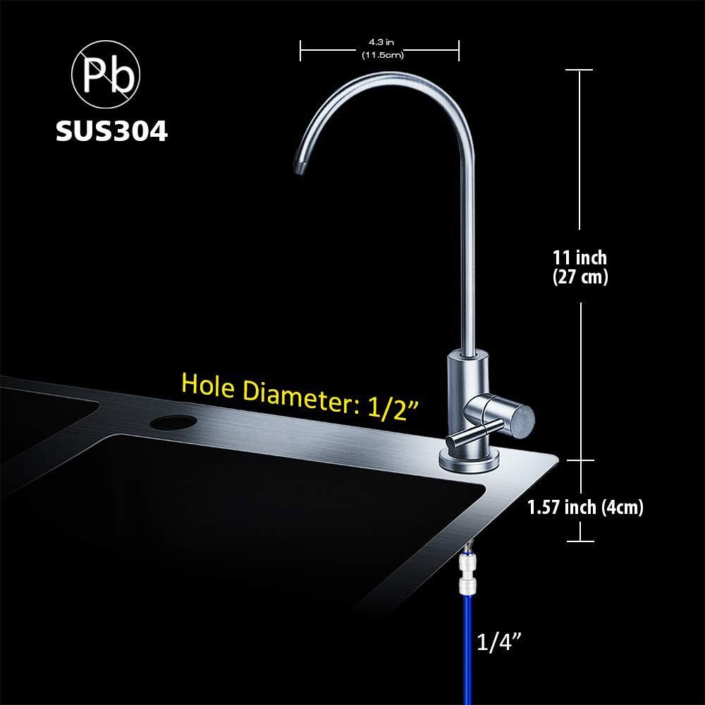 Frizzlife RO Water Filter Faucet- Drinking Water Faucet fits most Reverse Osmosis Water Filtration System-SUS304 Stainless Steel with Brushed Nickel-Lead Free - - 