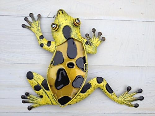Patio and Terrace Bright Yellow With Black Metal & Glass Frog Wall Art