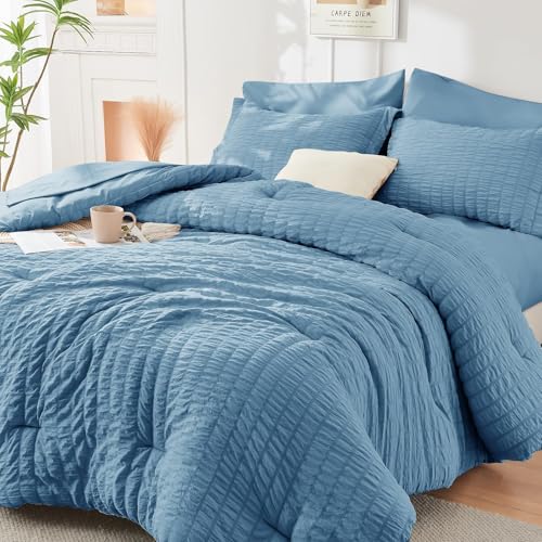 HYMOKEGE Mineral Blue California King Comforter Set