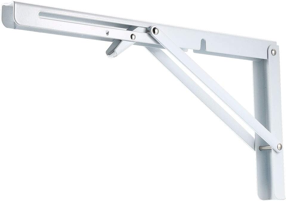 sourcing map Folding Bracket 16 inch 400mm for Shelf Table Desk Wall Mounted Support Collapsible Long Release Arm Space Saving Carbon Steel