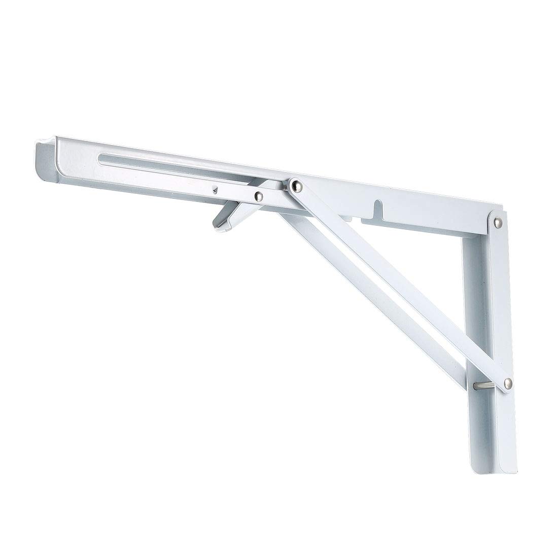 sourcing map Folding Bracket 16 inch 400mm for Shelf Table Desk Wall Mounted Support Collapsible Long Release Arm Space Saving Carbon Steel