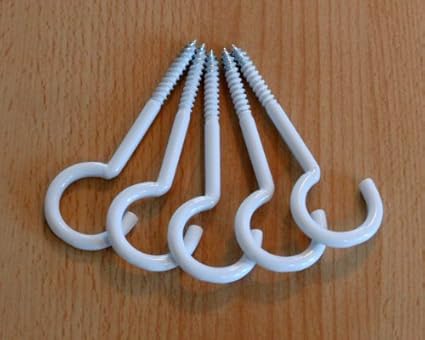 5 Pcs Ceiling Screw Hooks Hooks 100 Mm X 2 4 Mm White Amazon Co