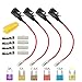 Gebildet 12V-24V Small Add-a-Circuit Fuse Tap, ATM Small Piggy Back Blade Fuse Holder with Wire Harness, 6 pcs Fuse (3A 5A 7.5A 10A 15A 20A) and Fuse Puller (Pack of 4)