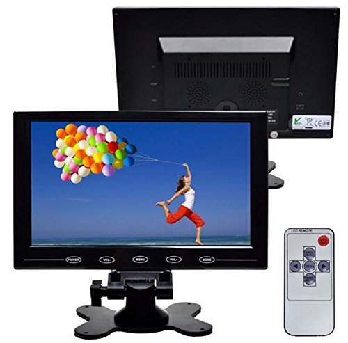 BW 9 Inch Ultrathin HD Color TFT Car Monitor HDMI Car Monitor Car Headrest Monitor with AV/HDMI/VGA Video Input,Remote Control,Built-in Speaker - HD 1024x600 Native Resolution CCTV Monitor PC Monitor with 360 Degree Rotating Stand