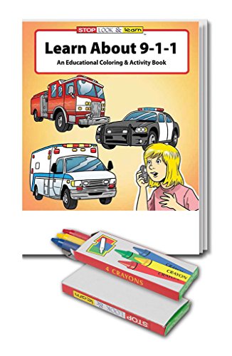 Learn About 911 Kid's Coloring Book and Crayon Set in Bulk (25-pack)