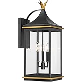 Simpson 3 Light Matte Black + Textured Gold Outdoor Sconce