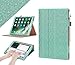 iPad Pro 12.9 (Compatible with 2017 and 2015 Model) Case, WWW [Luxury Laser Flower] Premium PU Leather Case Protective Cover with Auto Wake/Sleep Feature for iPad Pro 12.9 (Both 2017 and 2015) Green