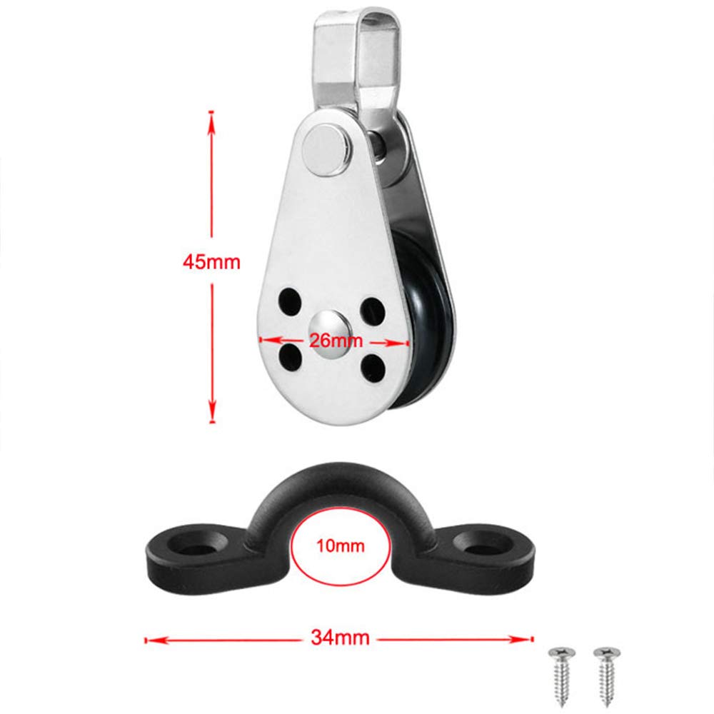 Pulley Blocks heyous 2 Sets Stainless Steel Pulley and Nylon Pad Eyes