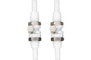 BBTUS 2Pcs 1/8" 3/16" 1/4" Plastic Hose Quick Connector with Shut-Off valve Panel Mounting Hose Tube Connector，Male Female Quick Connect Fittings (2 Male+ 2 Female) (1/4")