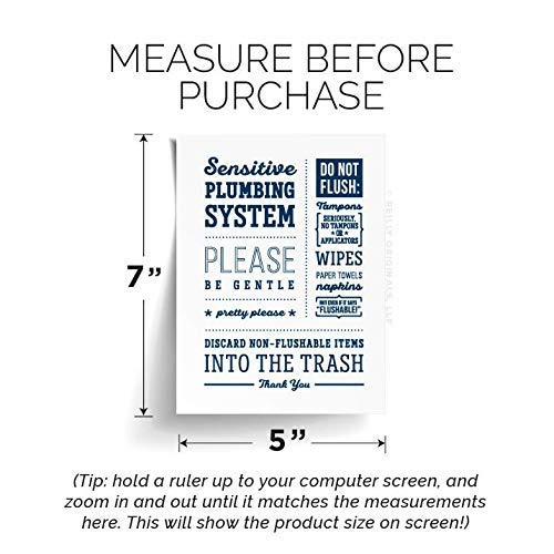 5x7" *UNFRAMED PRINT* Do not Flush Bathroom Sign Septic System Sensitive Plumbing No Feminine Sanitary Products Tampons Paper Towels Tissues Wipes Decor Art Hotel Restaurant airbnb Bags
