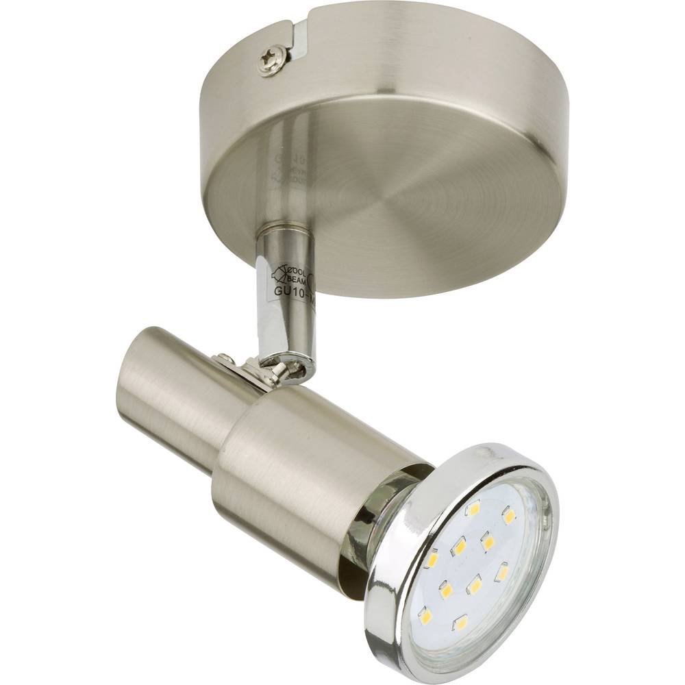 Briloner Leuchten LED wall spotlight, one rotatable & pivotable spot ceiling lamp, matt-nickel design, 1 x GU10 LED 3 W, IP20, 10.5 x 11 x 12 cm