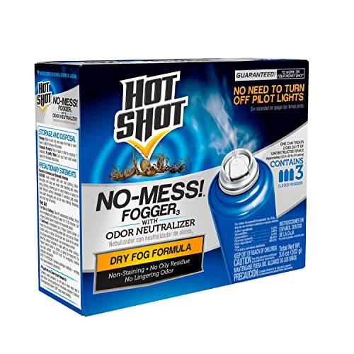 Hot Shot No Mess Fogger With Odor Neutralizer, Kills Roaches, Ants