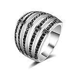 Mytys Classic Black Dome Marcasite Crystal Rings(9)