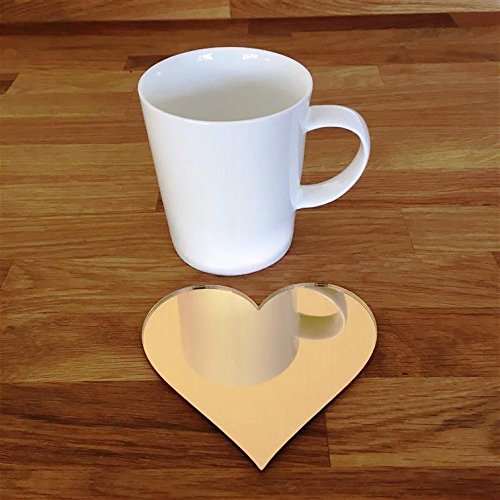 Super Cool Creations Coasters - Heart Shaped - Gold Mirror - 6 Set