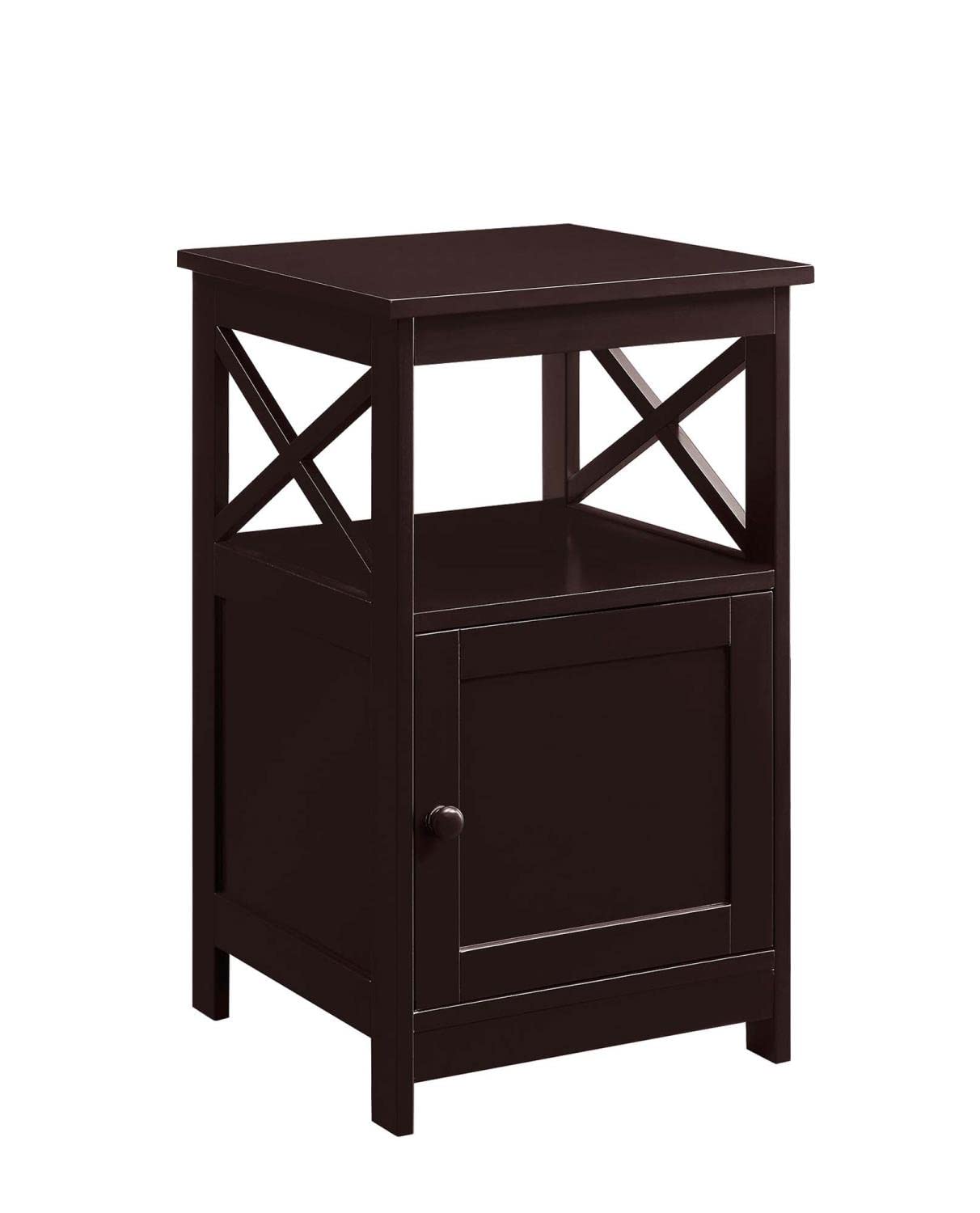 Convenience Concepts Oxford End Table with Storage Cabinet and Shelf, Espresso Image Convenience Concepts Oxford End Table with Storage Cabinet and Shelf, Espresso Image