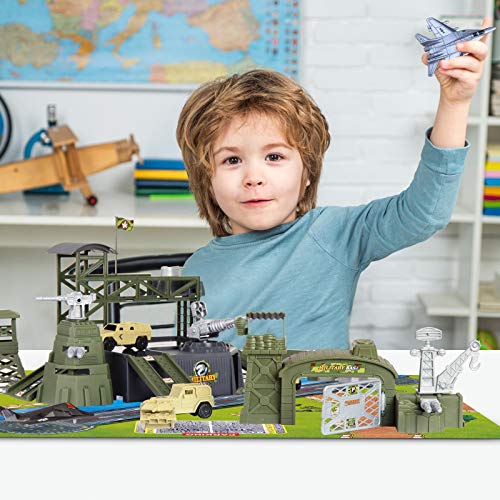 DRONEEYE Military Base Set, Army Men Playset with Vehicles Accessories