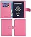 SimpacX Leather Passport Holder Wallet Cover Case Travel Wallet RFID Blocking 12 Contract Colors(Pink)