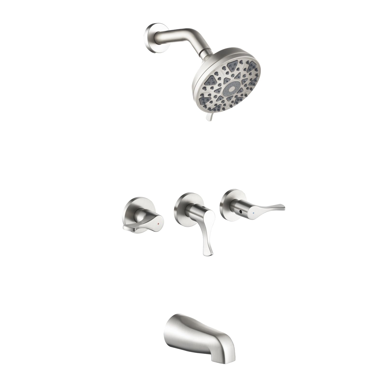 Photo 1 of 3 Handles Shower Faucet Set with Tub Spout Bathtub Shower Faucets Combo Set Shower System Complete Tub and Shower Trim Kit Brushed Nickel Shower Fixtures Brushed Nickel Shower Set