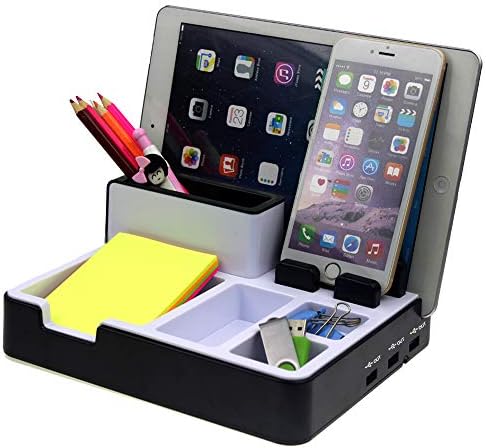 Office Suppies Desk Organizer with 3 USB Hub and 7 Storage Spaces Phone/IPad Stand Pen Pencil Holder