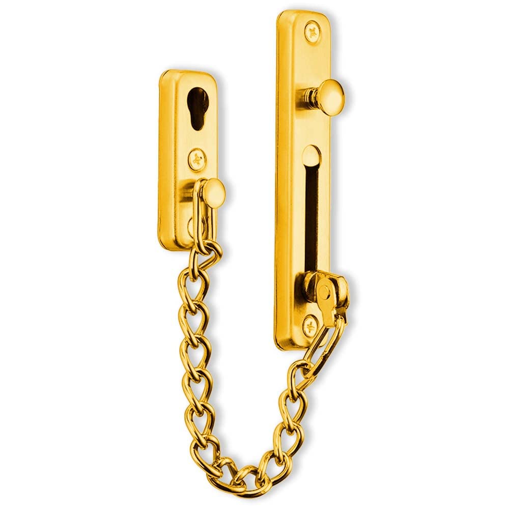 Door Chain Stainless Steel Security Chain Lock, Door Chains, Sliding Bolt Bolt Guard Safety Lock, Security Private Door Lock with 4 Screws for Front Door, Security for Home, Hotel (Gold)