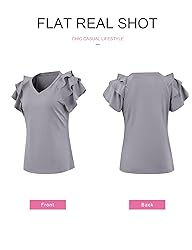 SHEWIN Summer Tops for Women Casual Short Ruffle