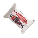 Amoy-Baby Soft Linen Bathroom Tissue Box Holder Elegant Toilet Paper Tissue Dispenser Cover (fish)
