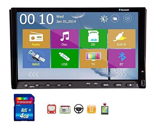 New Windows 8 UI Design Pupug 7-Inch Double 2-DIN In Dash Car DVD Radio Stereo Player Head Deck Touchscreen LCD Monitor with DVD/CD/MP3/MP4/USB/SD/AMFM/RDS/Bluetooth and GPS Navigation Rotate Menu HD:800*480 LCD Free GPS Antenna+Free SD GPS Map