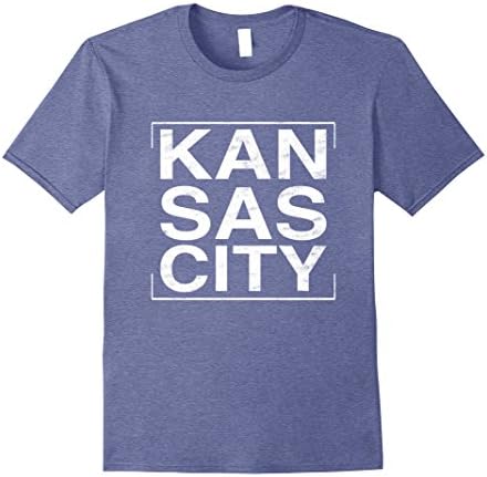 Mens Cool Distressed Kansas City Missouri Travel T-shirt Large Heather Blue
