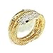 iNewcow Vintage Retro Punk Crystal Chunky Curved Stretch Snake Bracelet Gold For Nightclub Party