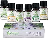 Aromatherapy Essential Oils Gift Set Set Idea Pure Natural Essential Oil for Diffusers Humidifiers & Carrier Oils Tea Tree Orange Eucalyptus Lavender Peppermint & Lemongrass