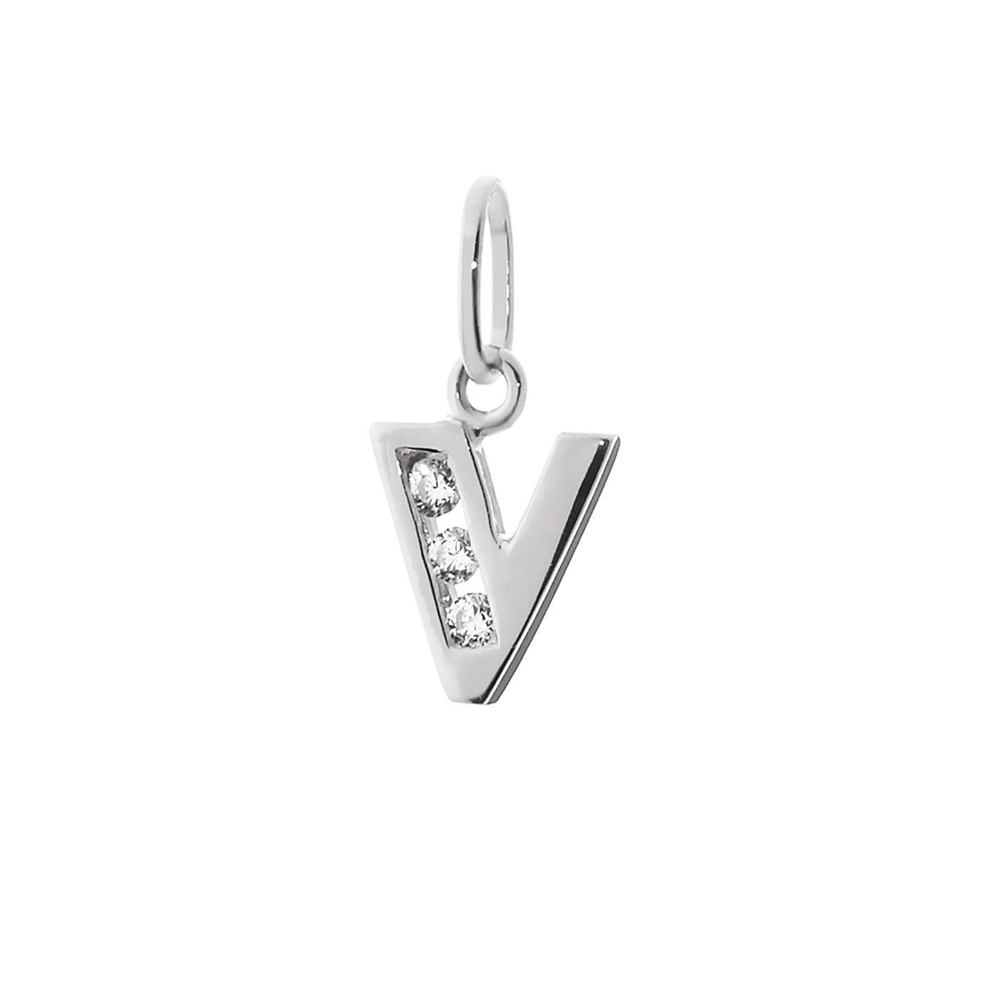 NKlaus letter V small pendant 925 sterling silver 8mm alphabet zirconia 9193