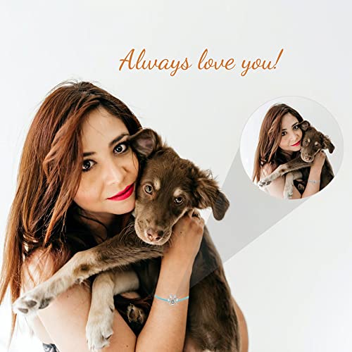 Personalized Photo Projection Dog Paw Bracelets, 100 Languages I Love You Bracelet Customized Gifts for Pet lovers
