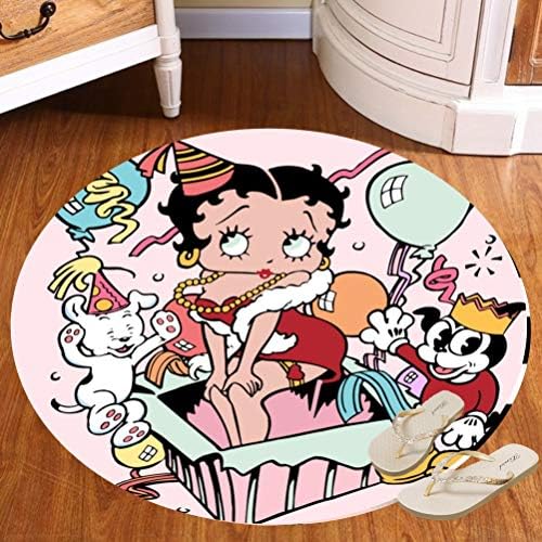 fivetwo 2pack,Non-slip bath mat round, kitchen mat, very soft, washable (60cm),betty boop