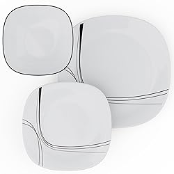 Square Dinnerware Set, MEKY Glassware 18-Piece