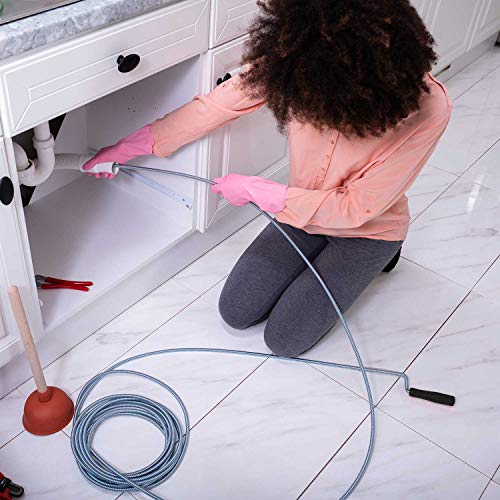 9.8 Ft Spiral Drain Opener Spring Wire Rod Auger Snake Pipe Unclog Sink,Tub, Toilet, Shower, Kitchen, Basins and Pipes