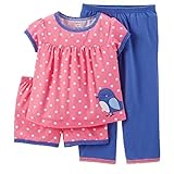Carter's Little Girls' 3 Piece Graphic PJ Set (Toddler/Kid) - Bird