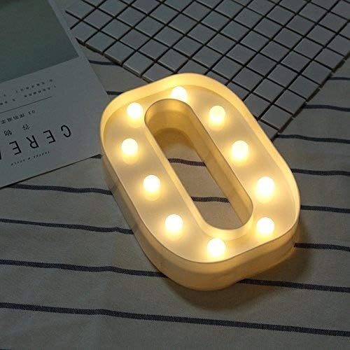 LED Letter Lights, DIY 26 Letters Alphabet A-Z Plastic Lamp Lighting Up Words Sign White Décor for Birthday Wedding Party Bar Bedroom Wall Hanging Decoration (Letter-O)