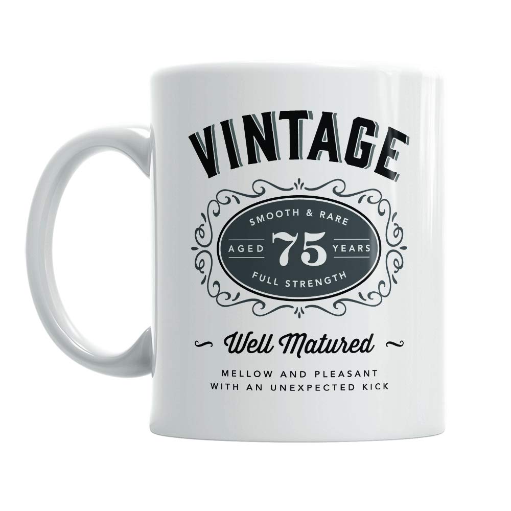 75th Birthday Gift Coffee Mug Vintage for Men Women Keepsake 10oz