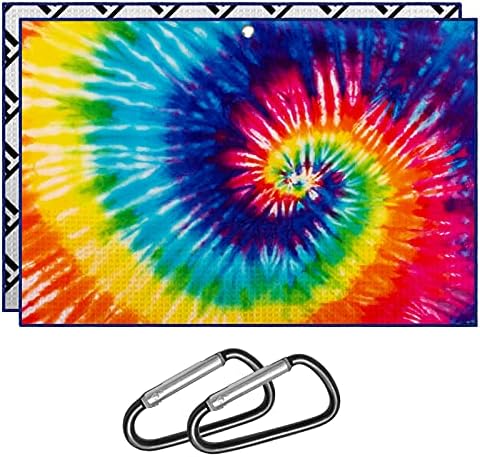 Hiwoss Golf Towel for Golf Bags with 2 Carabiner Clips 24″x16″- Print on Both Sides, Premium Microfiber Waffle,Metal Grommet,Super Absorbent,Drying Fast – Golf Towels for Women and Men,Tie Dye Hiwoss Golf Towel for Golf Bags with 2 Carabiner Clips 24″x16″- Print on Both Sides, Premium Microfiber Waffle,Metal Grommet,Super Absorbent,Drying Fast – Golf Towels for Women and Men,Tie Dye