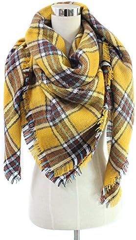 StockVic Womens Tassels Soft Plaid Tartan Scarf Winter Large Oversized Blanket Wrap Shawl Poncho