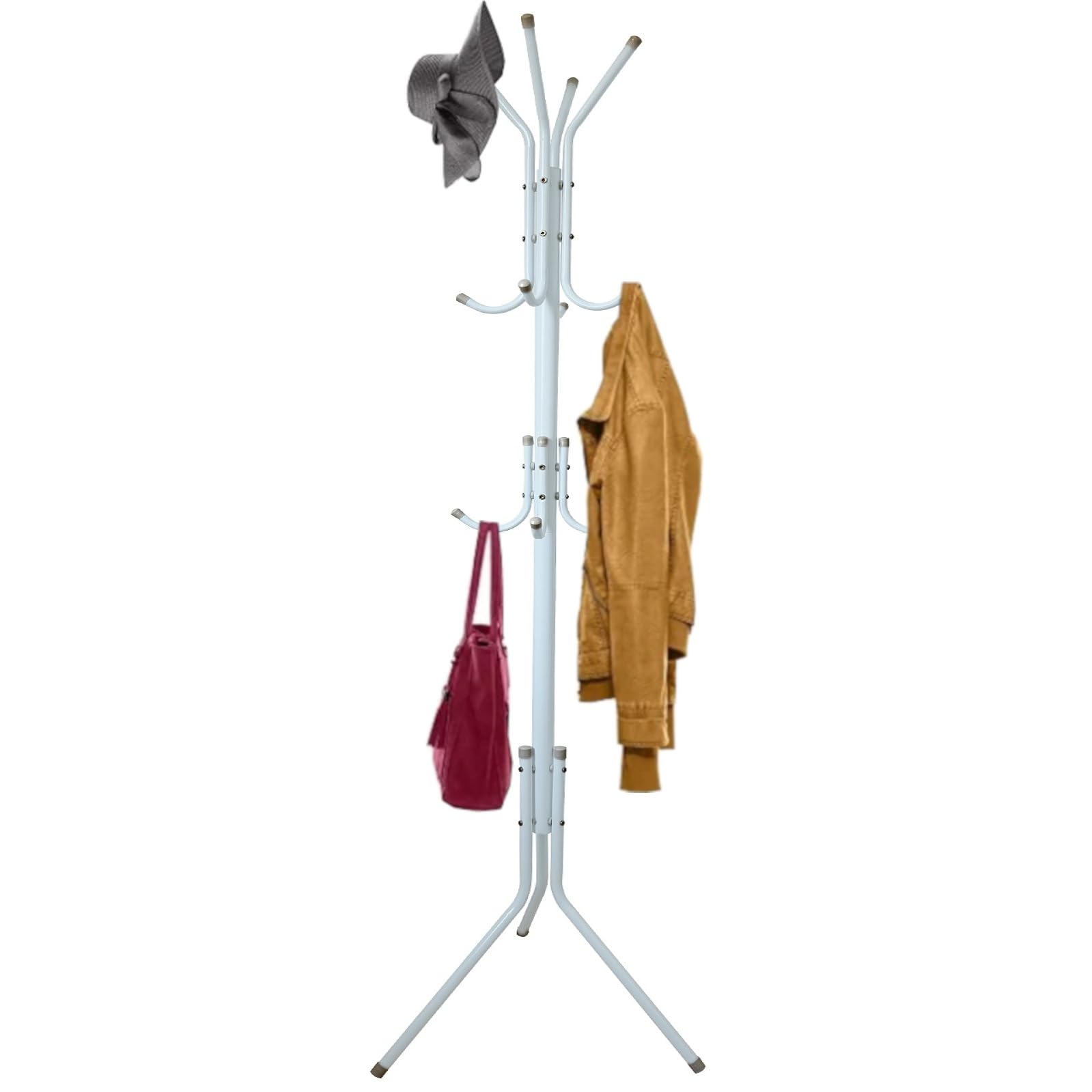 X CLICK Metal Clothes Rack with 12 Hooks, 175 x 43 cm (White)