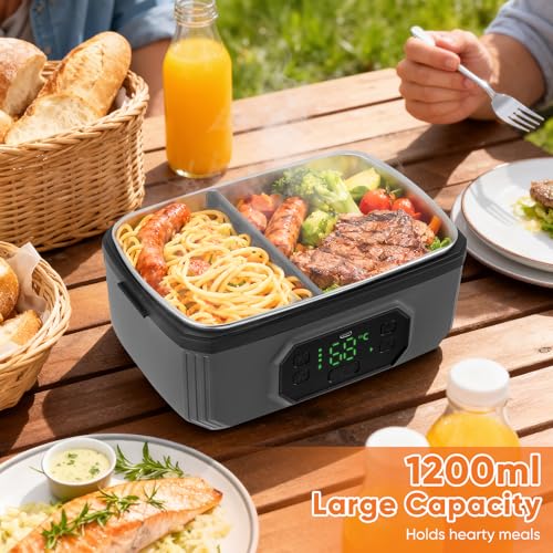 Niktulo Cordless Electric Lunch Box, 24000mAh Self-Heating Food Warmer with 1.2L Airtight Container, Rechargeable Portable Lunch Box